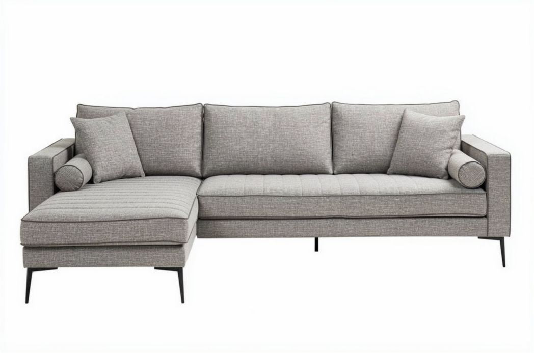 Sofa narożna z tkaniny w stylu skandynawskim - 220 x 90 x 85cm