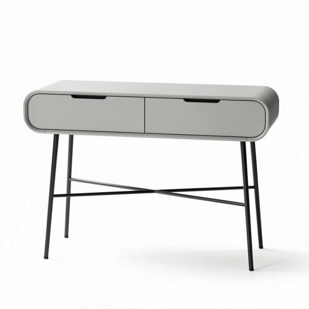 Stolik konsolowy z dwoma szufladami do wnętrz nowoczesnych z metalu i płyty MDF - 100 x 50 x 75cm