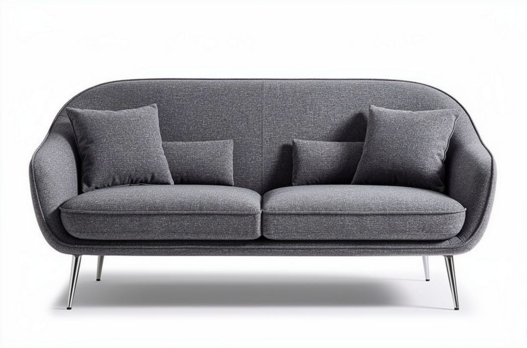 Sofa z tkaniny w kolorze szarym do salonu z poduszkami - 200 x 90 x 80cm
