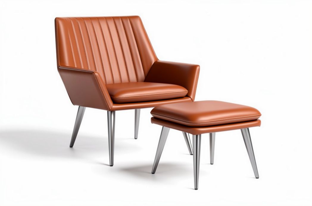 Fotel z tkaniny do relaksu z podnóżkiem na metalowych nogach - 80 x 80 x 90cm